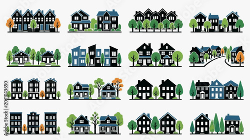 Diverse Residential Household Illustrations.
