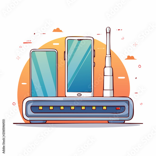 Wi-Fi Router and Smartphones Illustration