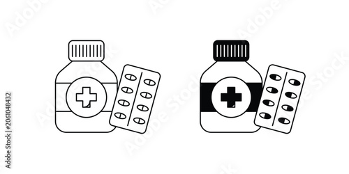 Medicine  set icon with white background vector stock illustration