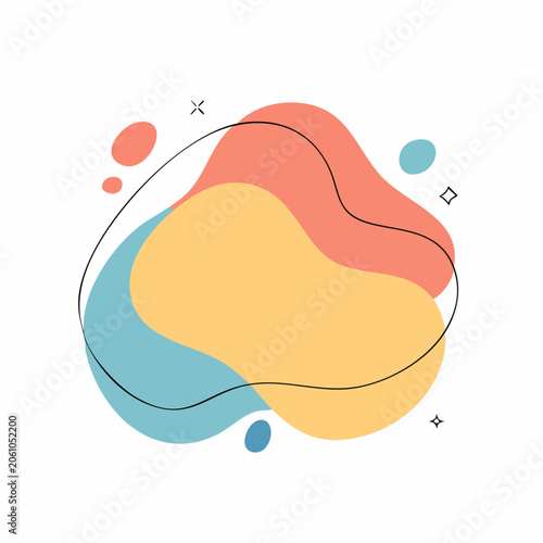 Abstract Organic Shapes with Pastel Colors and Line Art