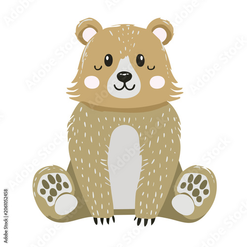 Cute cartoon bear sitting illustration