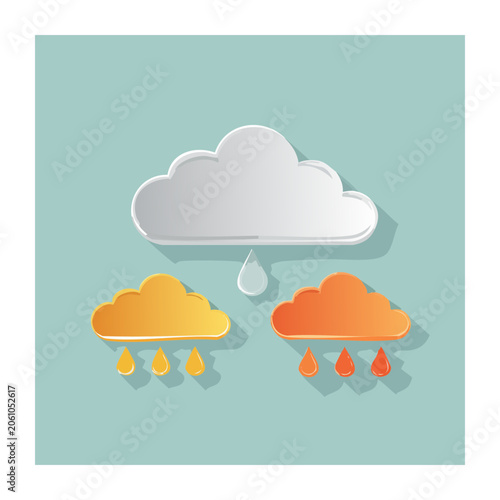 Flat Design Illustration of Rain and Sunny Clouds