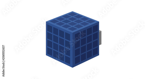 Blue Isometric 3D Grid Cube Block Vector Illustration for Technology, Data Science, and Modern Web Design.