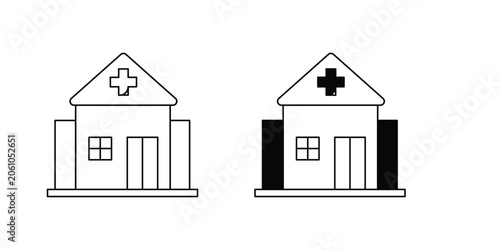 Home Clinic set icon with white background vector stock illustration