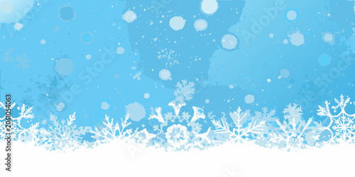 Quadro su tela Snowflake and bubble pattern illustration with a light blue and white color sche