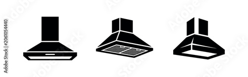 Bild auf Leinwand Kitchen Range Hood and Extractor Fan Icons for Home Ventilation Systems