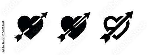 Fotografie Heart with Arrow Icons Set - Expressing Love and Affection