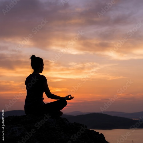 Outdoor Sunset Meditation Silhouette