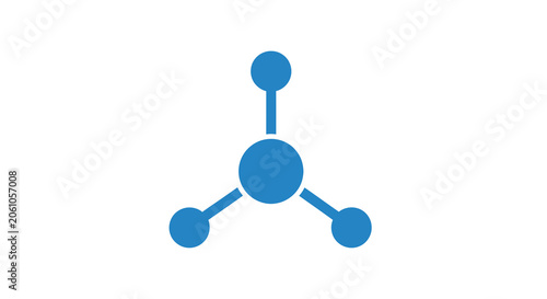 Foto Blue atom icon on a white background simplified molecular structure