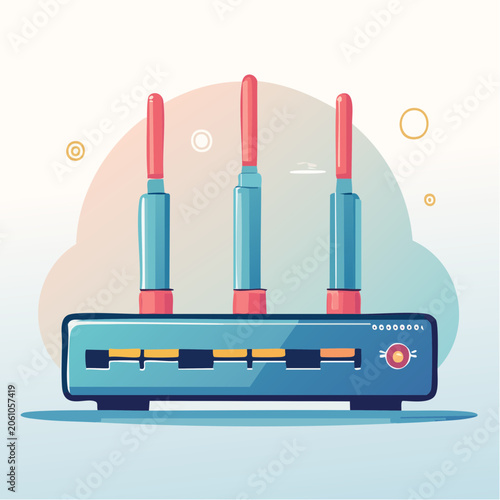Modern Wireless Router with Antennas