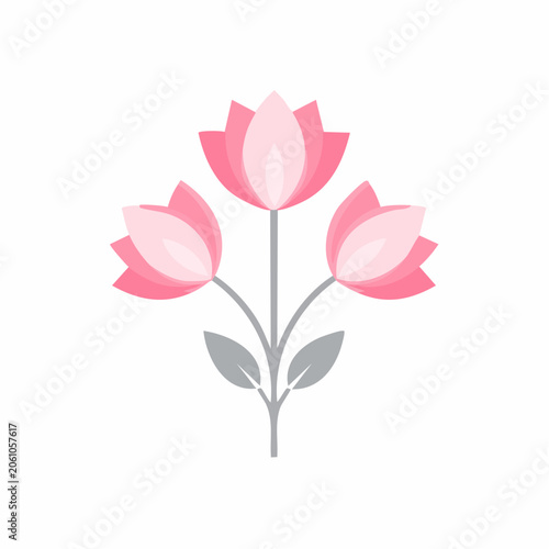 Stylized Pink Lotus Flowers Illustration