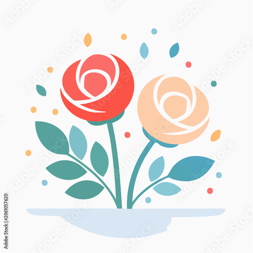 Stylized Roses with Falling Petals