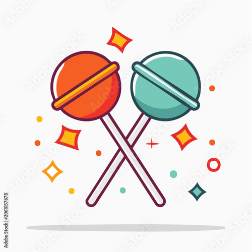 Two Crossed Lollipops with Sparkles
