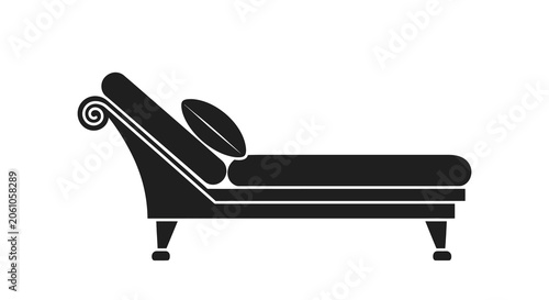 Foto Chaise Lounge Silhouette On White Background Minimalist Furniture Design