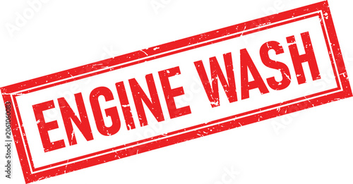 Bild auf Leinwand Grunge red rubber stamp imprint stating ENGINE WASH in distressed white text iso