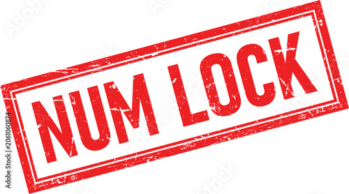 Obraz na plátně Grungy red rubber stamp impression reading NUM LOCK in white text within a distr