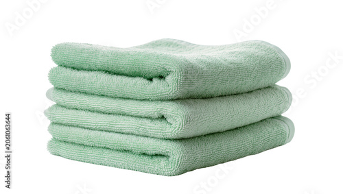 Tableau sur toile Stack of folded soft mint green bath towels