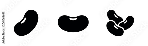 Фотография Bean icons: kidney bean, lima bean, and a group of beans.
