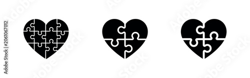 Photos Puzzle Heart Icons Symbolizing Love, Connection, and Relationships