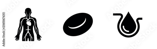 Photos Human Circulatory System, Red Blood Cell, and Blood Drop Icon Set