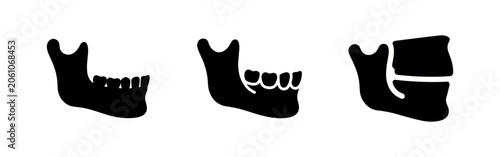 Εκτύπωση καμβά Mandible and Jawbone Icons Set - Human Anatomy and Dental Structure Symbols