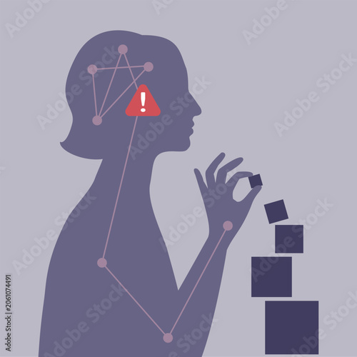 Motor skill and coordination dysfunction, dyspraxia, neurological condition illustration.