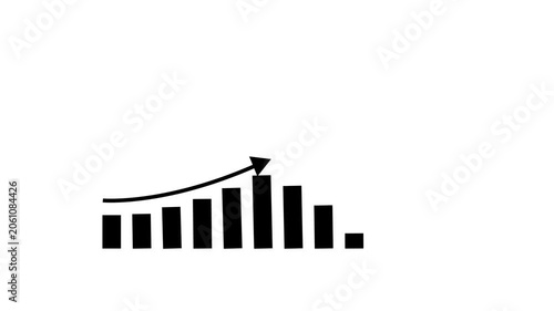 Arrow up business graph icon animation. Increasing business growth chart animation. Going up business graph concept.black background