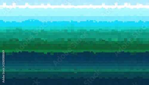 Abstract blue and green pixelated geometric background.
