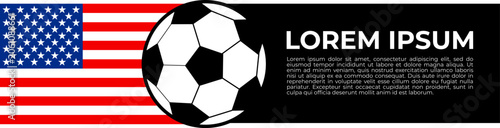 Photos Horizontal sports banner template featuring the US flag and a soccer ball, dark