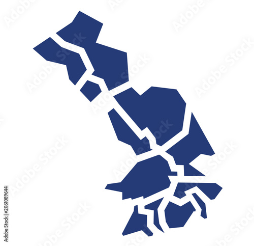 Картината върху платно Astrakhan Oblast: Professional Solid Dark Blue Flat Vector Map with All Administ