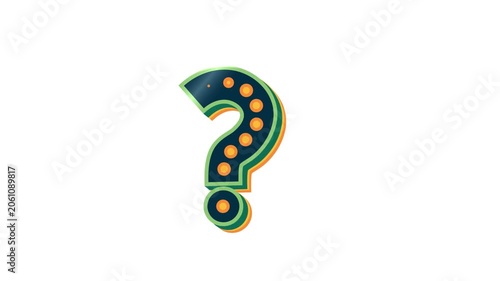 Retro Retro Question Mark Animation with Warm Light Bulbs Style on Isolated White Background
