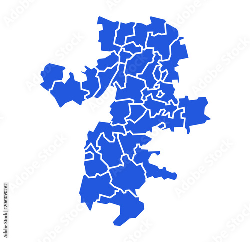 Quadro su tela Chelyabinsk Oblast: Professional Flat Blue Vector Map with All Administrative Bo