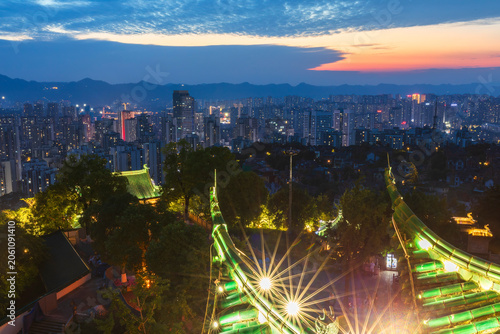 Chongqing city at sunset