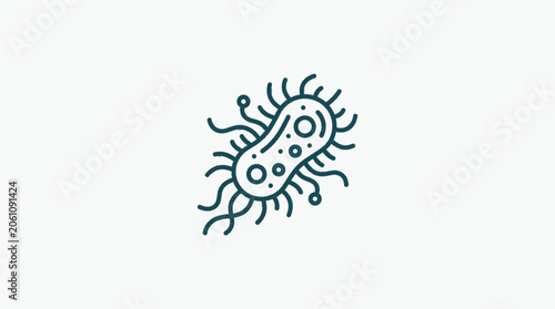 Foto Stylized illustration of a single bacterium with flagella.