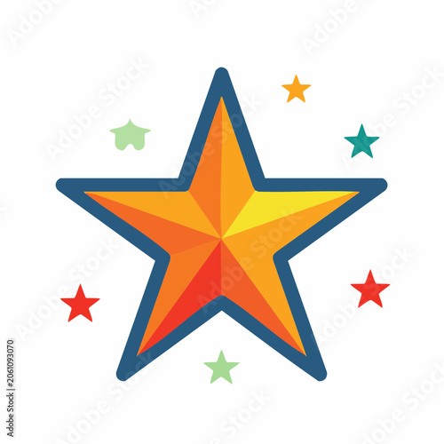 Golden Star with Colorful Sparkles