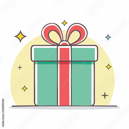 Gift Box with Ribbon and Sparkles