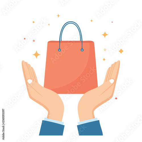 Hands holding a shopping bag with sparkles