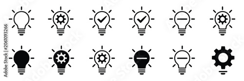 Idea lightbulb icon. inspiration and creativity lamp symbols for innovation, brainstorming, and business design projects.
