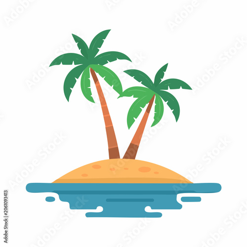 Tropical Island with Palm Trees and Ocean