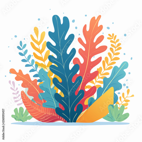 Vibrant Abstract Tropical Leaves Illustration