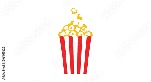 Popcorn in red container flat vector illustration on white background