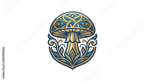 Ornate Mushroom Symbol with Celtic Knot Design.