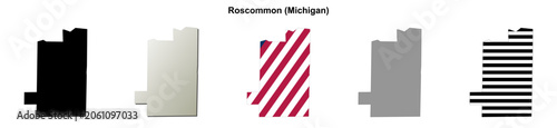 Foto Roscommon (Michigan) blank outline map set