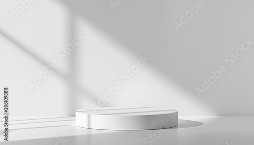 Minimalist product display mockup with elegant podium and soft shadows in clean composition