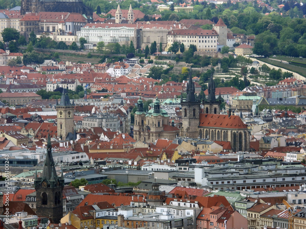 Obraz premium Prague old town seen from the top of the Television Tower Zizkov