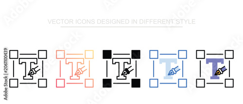 Photos Typography Icon Set Isolated With White Background