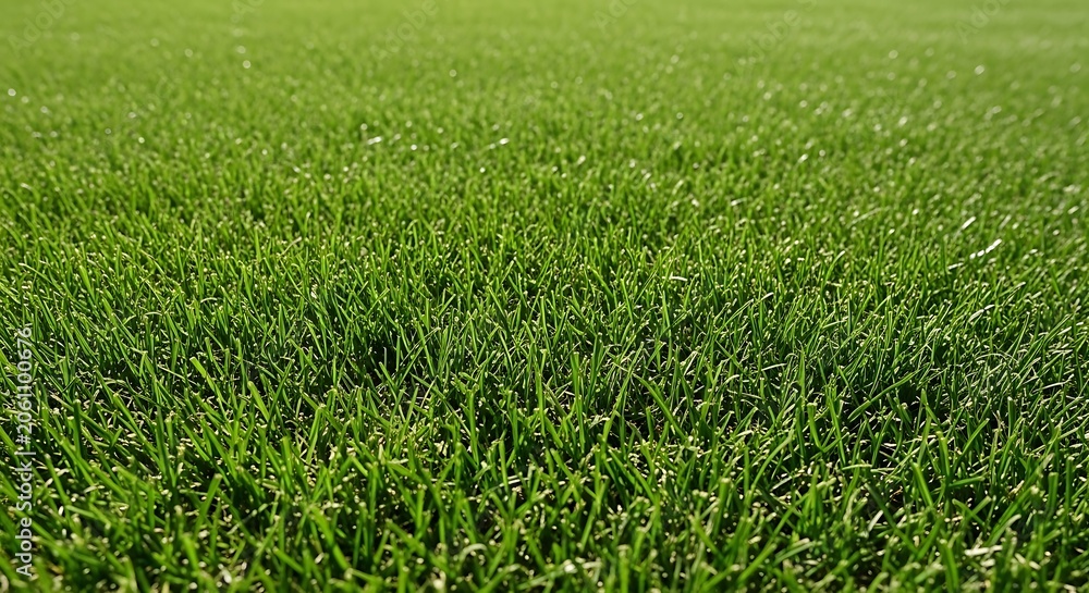 Fototapeta premium Fresh green grass field in the bright spring sunshine illustration