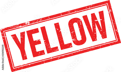 Tableau sur toile Red distressed rectangular rubber stamp imprint reading the single word YELLOW i
