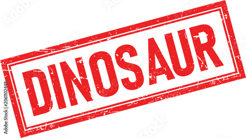 Tableau sur toile Red distressed rectangular rubber stamp imprint with the word dinosaur in bold s