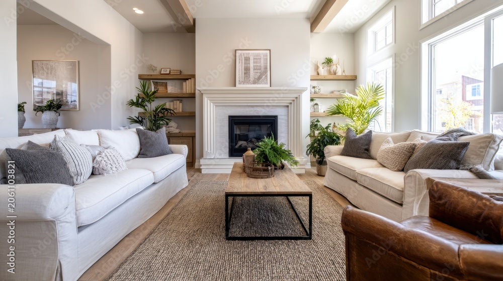 Fototapeta premium Modern, light-filled living room